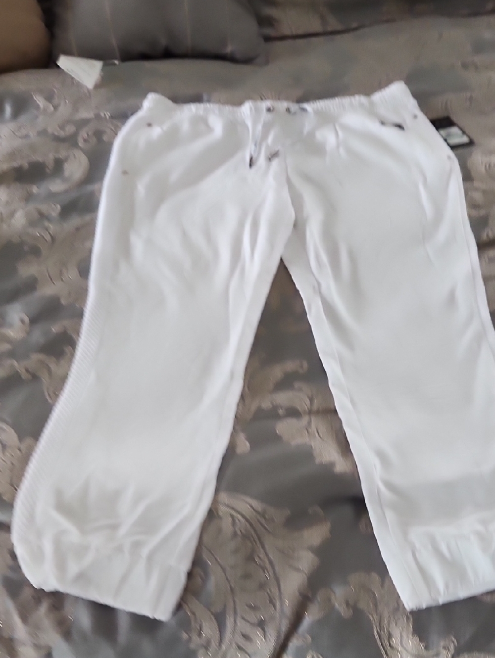 Karl Lagerfeld White Elastic Waist Knit Pants